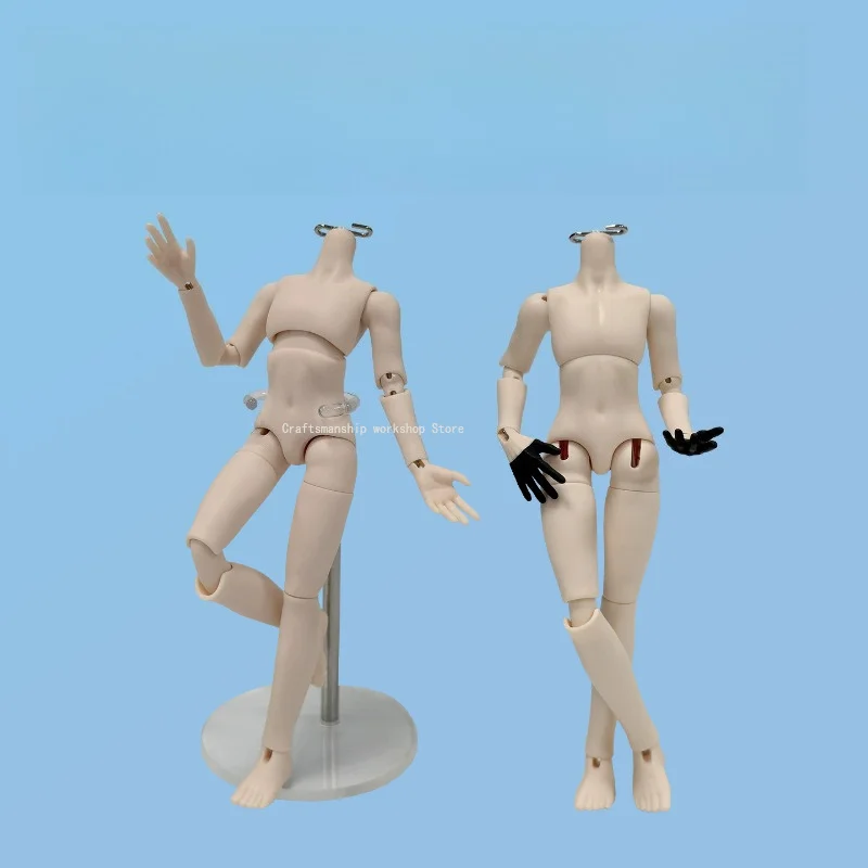 14CM Plain Body Doll Can Movable Joint Doll Has Replacement Gesture Plain white - brown Self-selected Ceramic Handicraft Molds