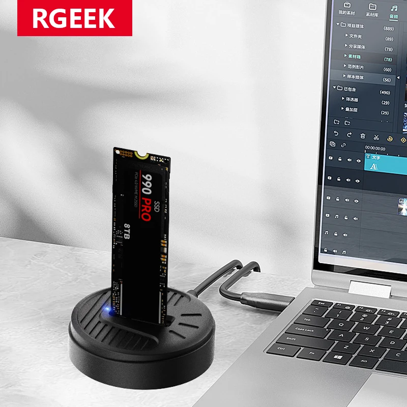 

RGEEK M.2 SSD Aluminum Alloy Docking Station 1000MB/s M2 NVME SSD External Enclosure Type-C Hard Drive Base for Laptop PC