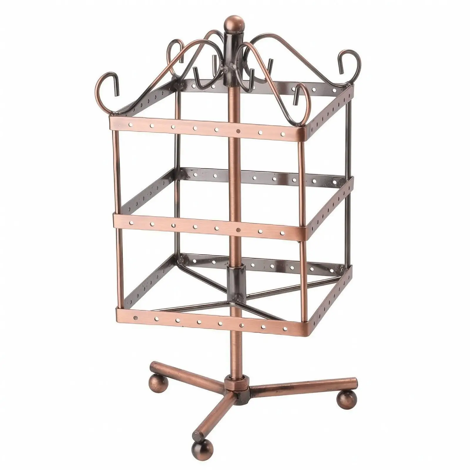 Three Tier Metal Earring Stand Display Rack 96 Holes Jewelry Organizer for Necklace Bracelet Holder