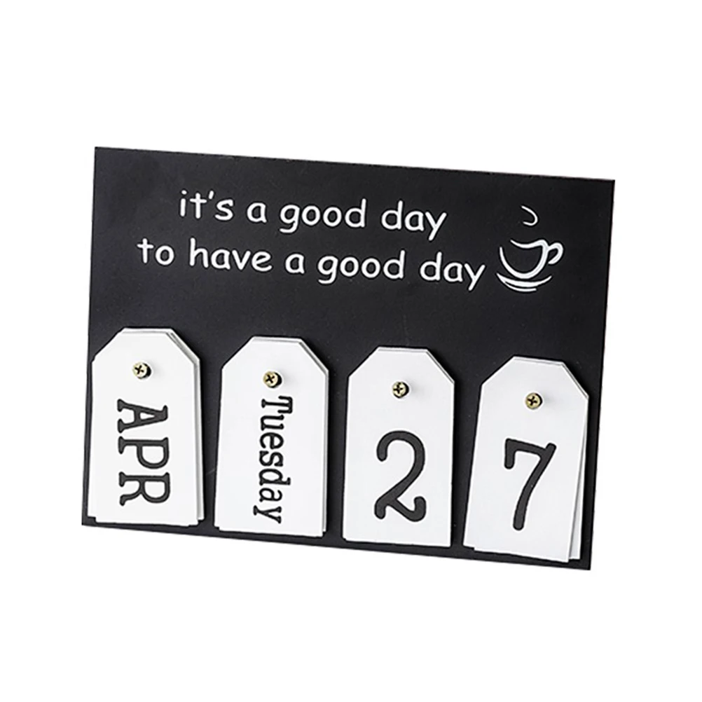 

Desk Calendar Ornament Blackboard Design Home Office Decor Practical Wooden Bamboo Style Easy Page Turning Ideal
