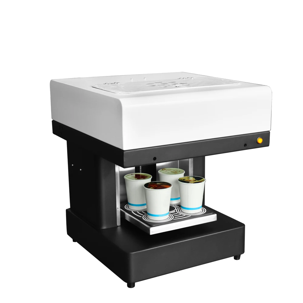 Automatic 4 Cups Coffee Printer Art Coffee Printer Food Printing Machine for Cake Cookie Cappuccino Biscuits Macaroon Candies