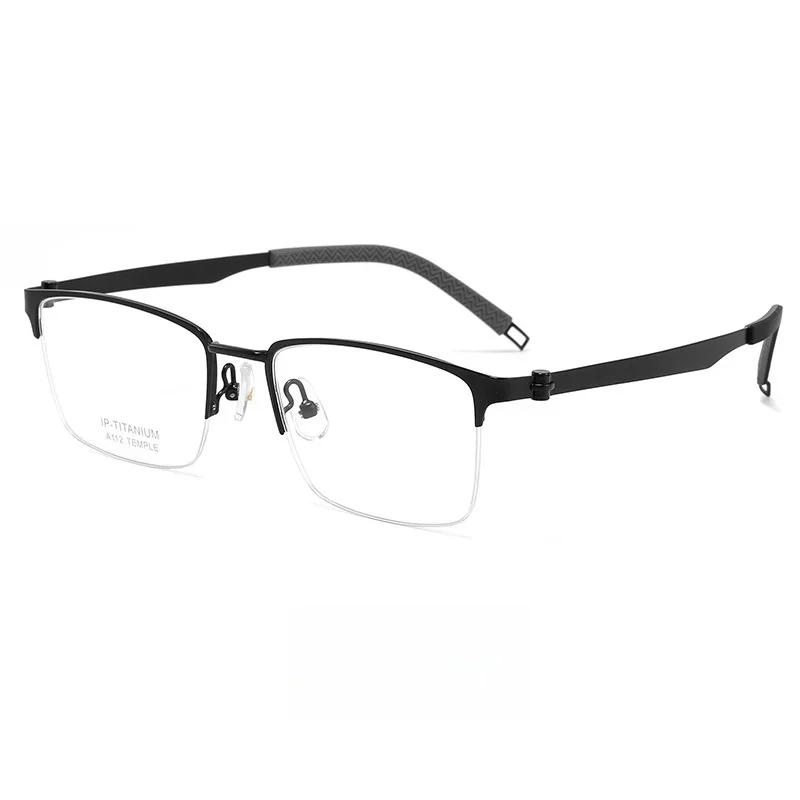 خفيفة للغاية الأعمال خالية من المسمار تصميم النظارات العصرية التيتانيوم النقي وصفة طبية بصرية نصف إطار قصر النظر نظارات الرجال A112E