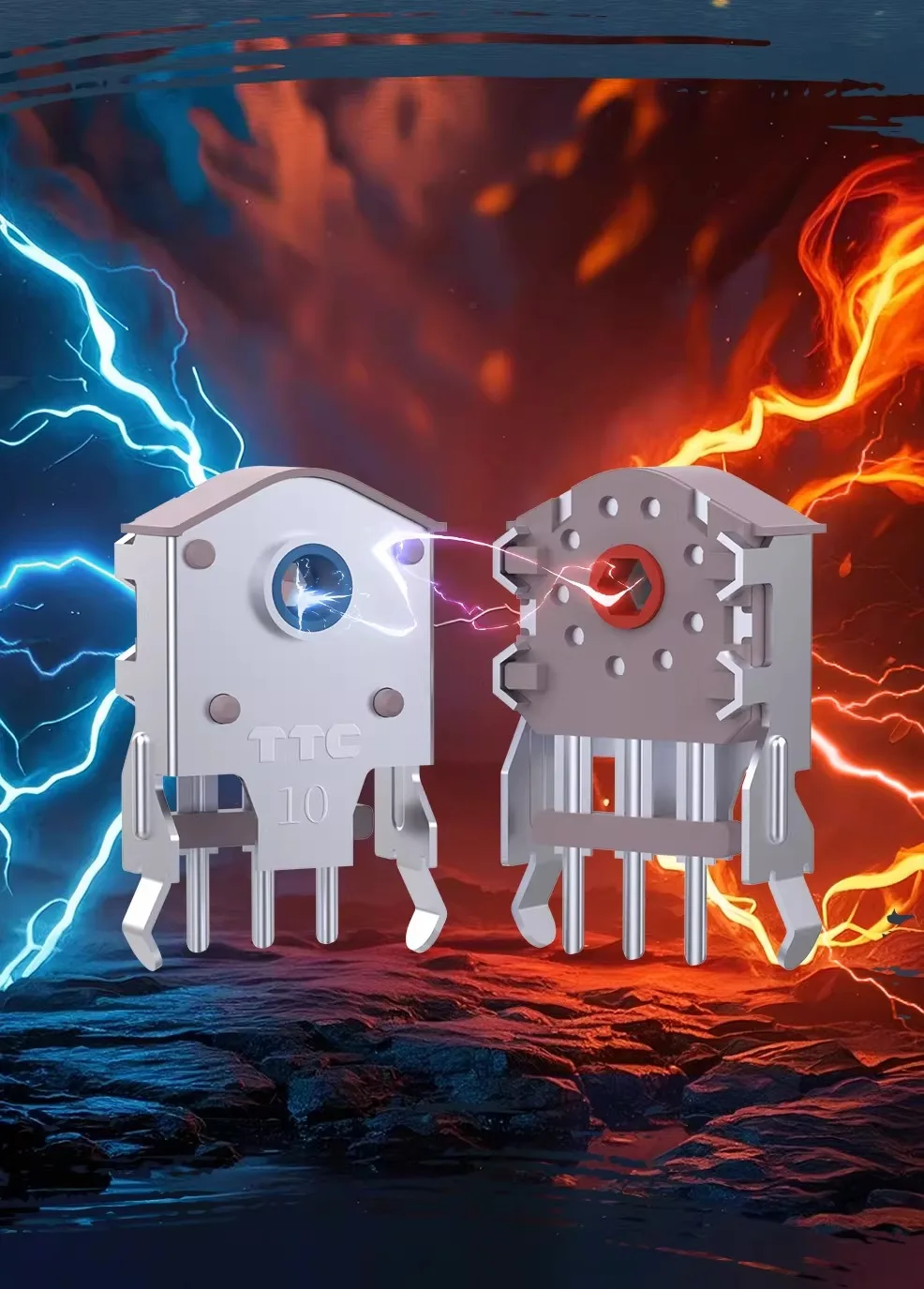 TTC Ice-Fire Rotary Mouse Scroll Wheel Encoder 8MM 9MM 10MM Dual-wheel drive, noise-reducing and shock-absorbing, Dust-proof