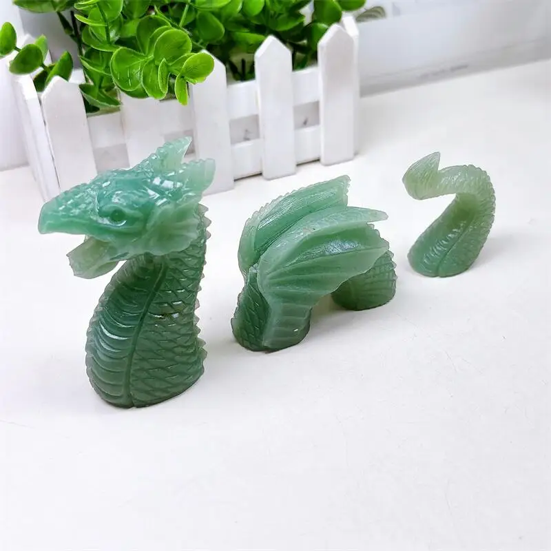

Natural Green Aventurine Pieced-together Swimming Dragon Crystal Carved Polished Animal Powerful Statue Home Decoration Gift