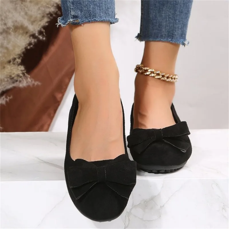 Big Size Bow Women\'s Flats Contracted Shallow Mouth Round Toe Flat Shoes For Women Spring Summer Autumn Casual Woman Shoes