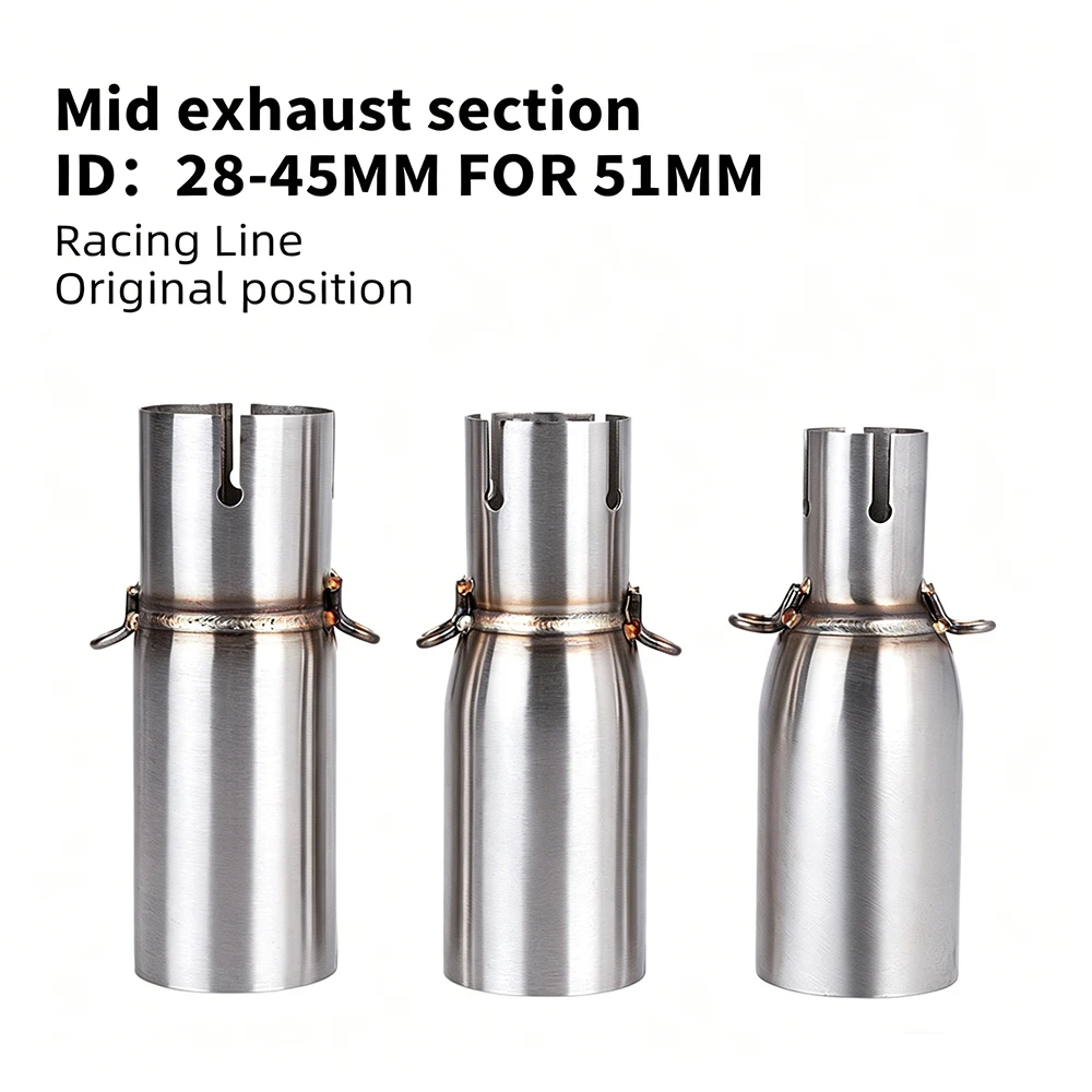 Heißer Verkauf: Hersteller-Großhandel für Zwischenrohre für Motorräder, Schalldämpfer, universeller Durchmesser 51mm, verschiedene Durchmessergrößen