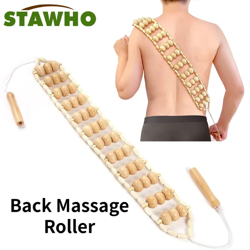 

Wood Therapy Massage Tools,Wood Back Massager Roller Rope - for Body Shaping,Pain Relief,Wooden Therapy Lymphatic Tool