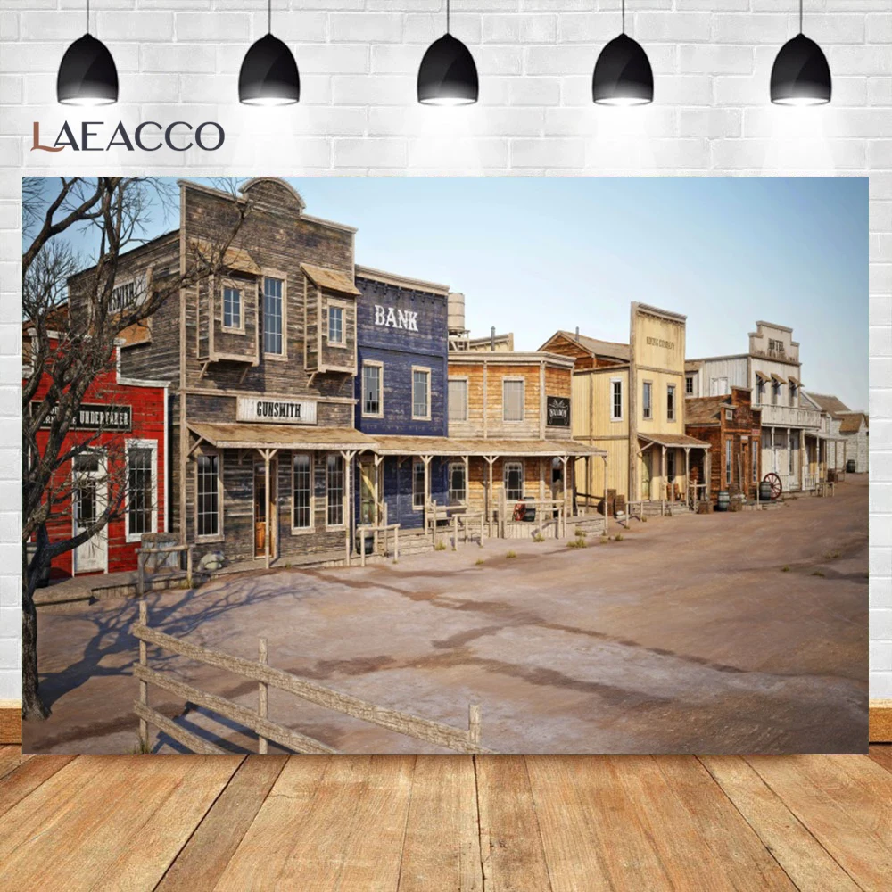 خلفية فوتوغرافية احترافية عتيقة ، خلفية شارع رعاة البقر الغربية القديمة ، حفلة عيد ميلاد ، الغرب المتوحش ، مقصورة البنك الريفية