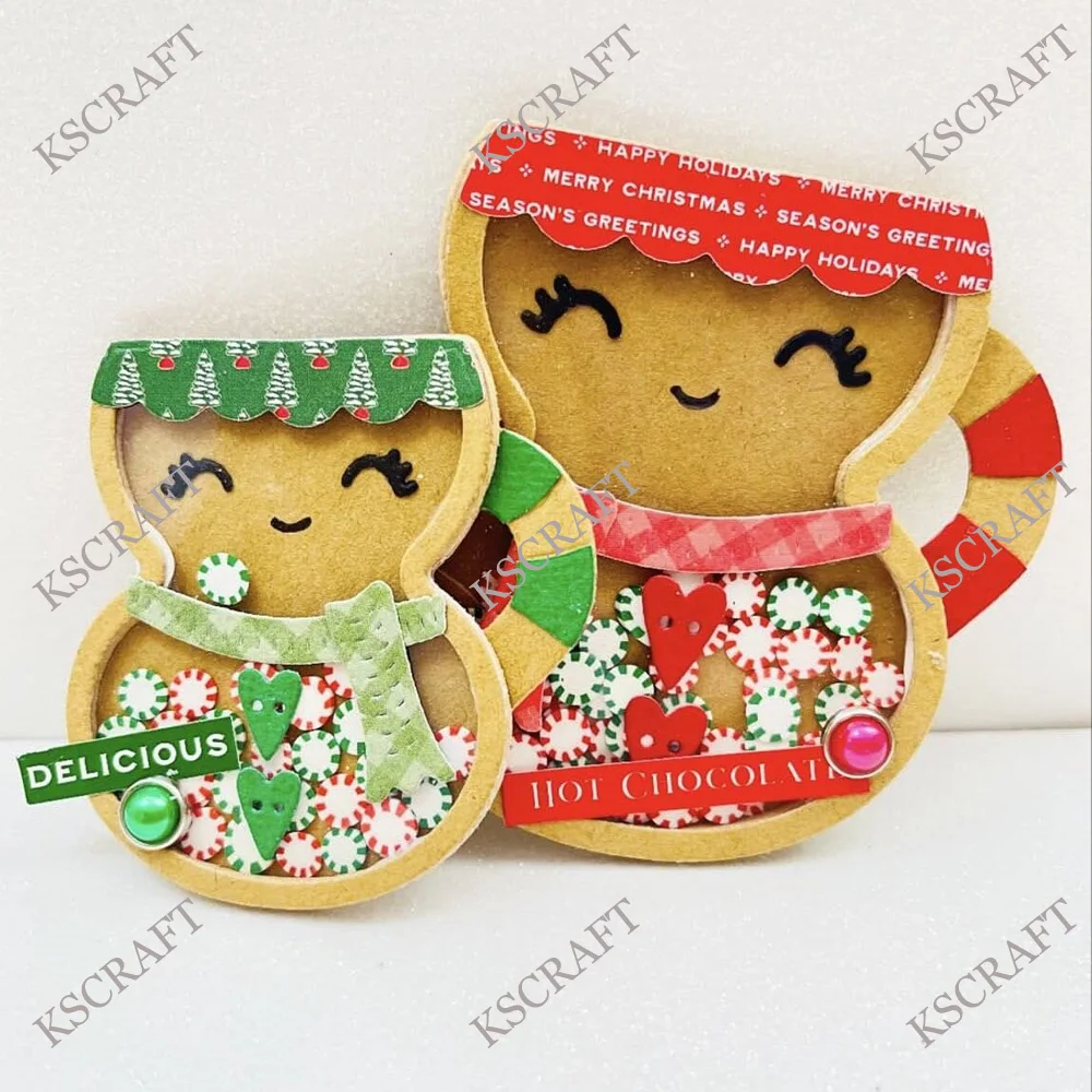 KSCRAFT Gingerbread Mug Shaker Cutting Dies Stencils for DIY Scrapbooking Decorative Embossing DIY Paper Cards