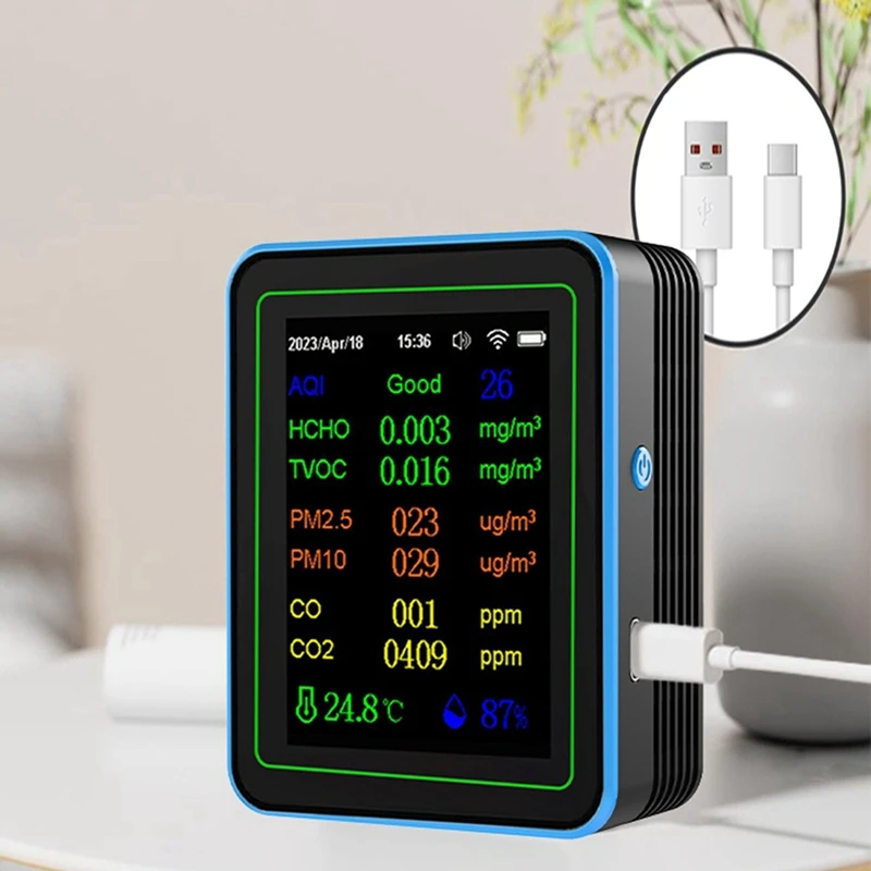 Tuya Wifi 12 In 1 Air Quality Monitor Multifunction PM2.5 AQI PM1O HCHO TVOC CO CO2 Screen Display Air Detector