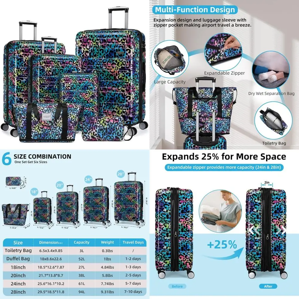 

three-piece hard shell luggage set - 20" carry-on, 24" medium, and 28" large suitcases | patented construction