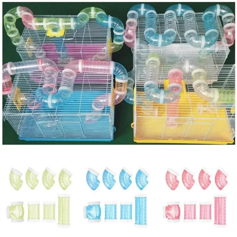 8 Pcs/set DIY Hamster Tunnel Toy Pet Sports Training Pipeline Transparent Runway Toy Pet Hamster Game for Small Animal Accessori