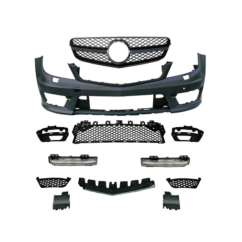 

C-Class W204 Modification Modification Body Kit Upgrade C63 Body Kit Front Bumper Grille Side Skirt Exhaust Pipe