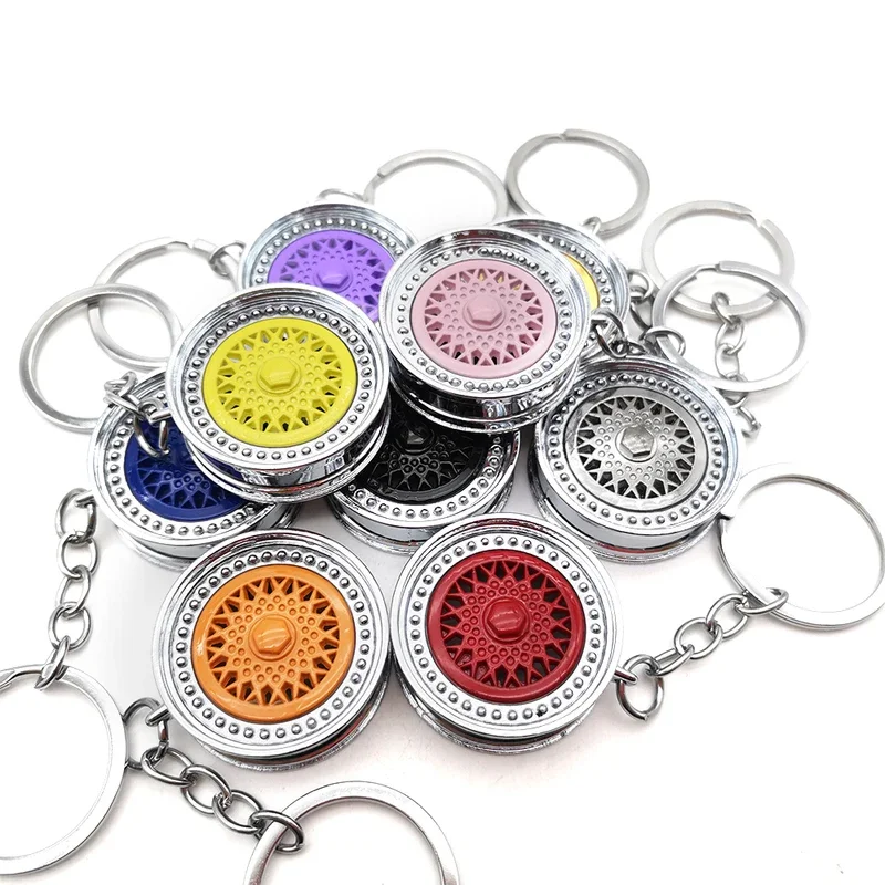 Creative Gift Car Auto Metal Mini Wheel Rim Tire Key Chain Key ring 3D Miniature BBS Wheel Hub Model Keychain Popular S637