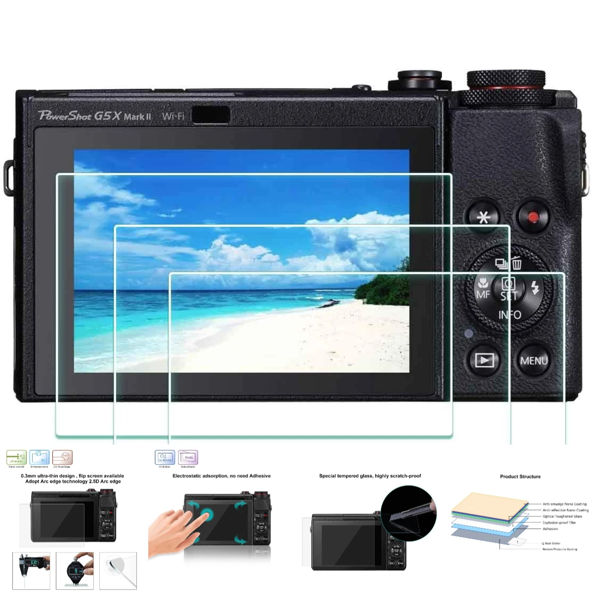 For Canon PowerShot G9 G7 G5 G1 X G9X G7X G5X G1X Mark II  Protective Film 2 Lot Screen Protector