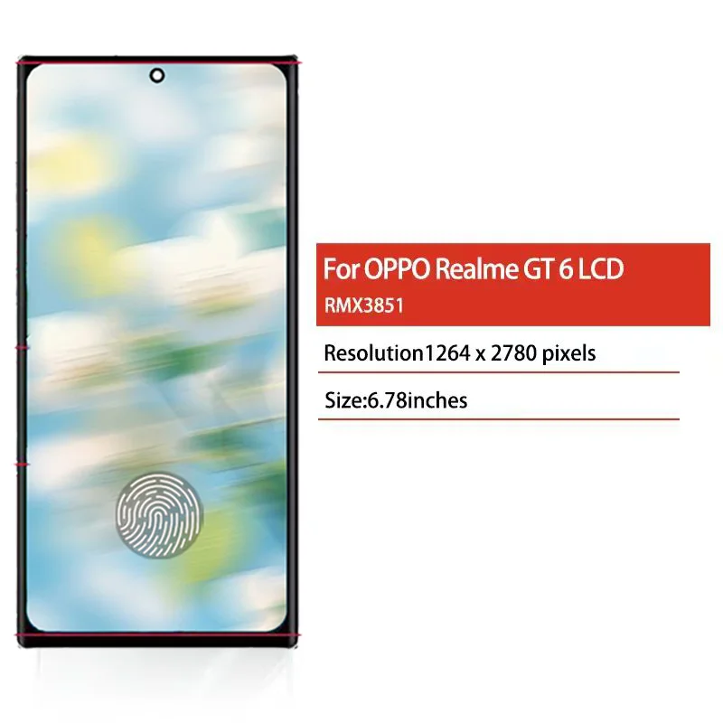 6.78\\\\\\\" AMOLED Wyświetlacz LCD z Ekranem Dotykowym i Digitizerem do Realme GT6 RMX3851, Części Zamienne do Naprawy Wyświetlacza GT 6 — zdjęcie produktu 3