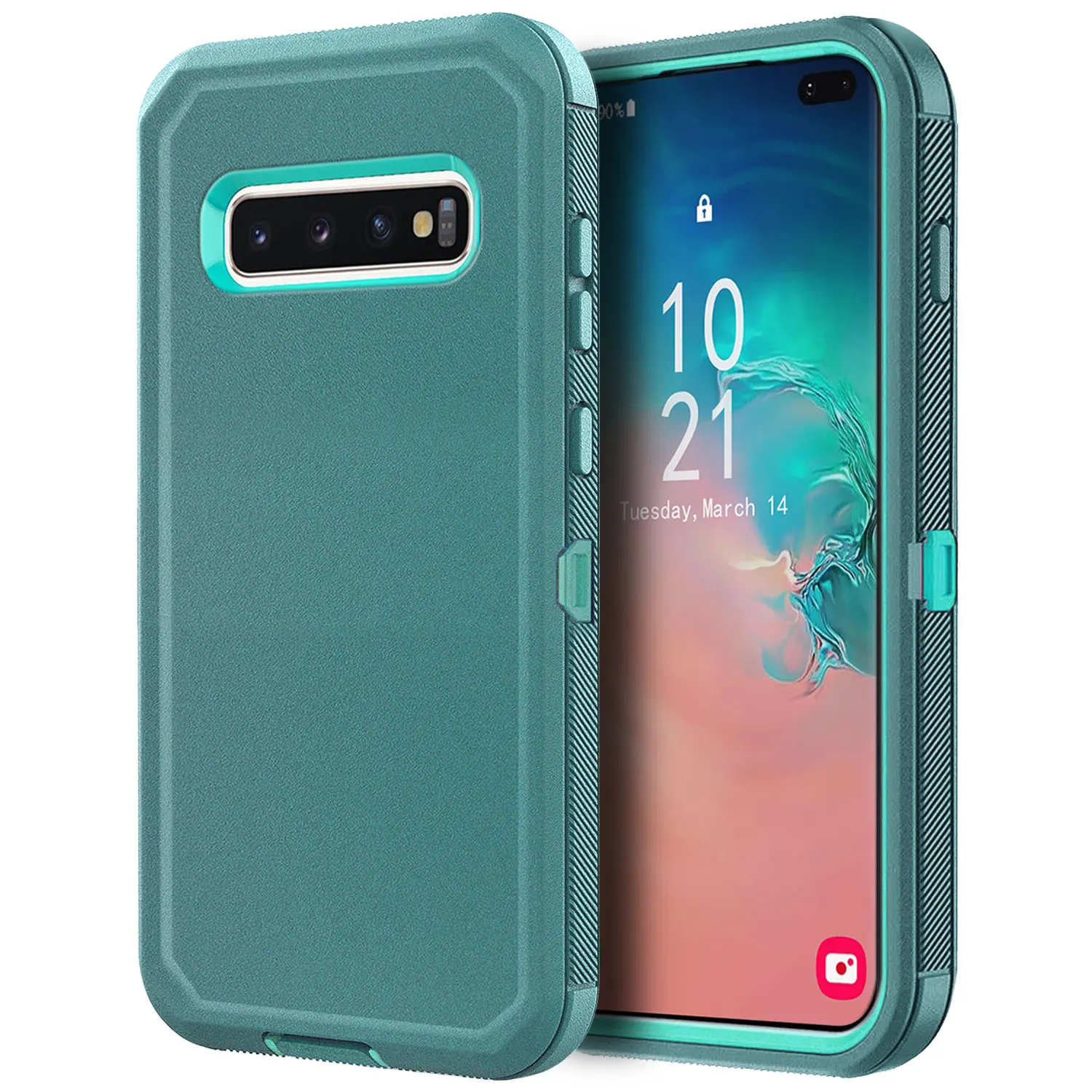

Green For Samsung Galaxy S10+ Plus S10 S10E Case Heavy Duty Shockproof Hard Protective Rugged Hybrid 3in1 Layers Phone Cover
