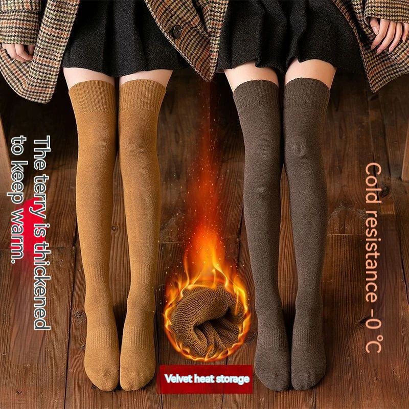 

New Winter Warm Coral Velvet Long Leg Socks with High Quality Women's Thickened Fleece for Cold Protection Mid Tube Wool Socks