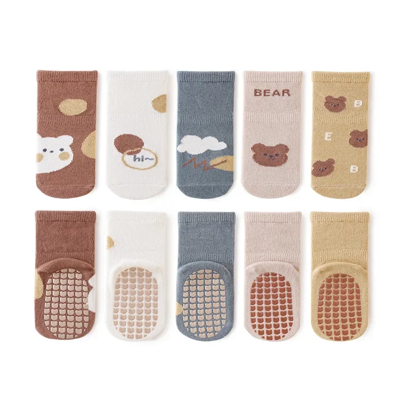 3 Pairs Newborn Baby Socks Cartoon Toddler Anti Slip Cotton Floor Socks for Girl Boy Cute Unisex Accessories Four Season