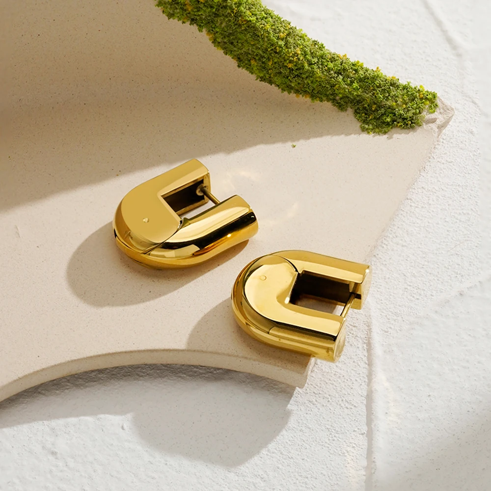 ENFASHION Aretes De Mujer Grossy U Shape Stud Earrings For Women's Stainless Steel 18K Gold Plated High Street Jewelry E251788
