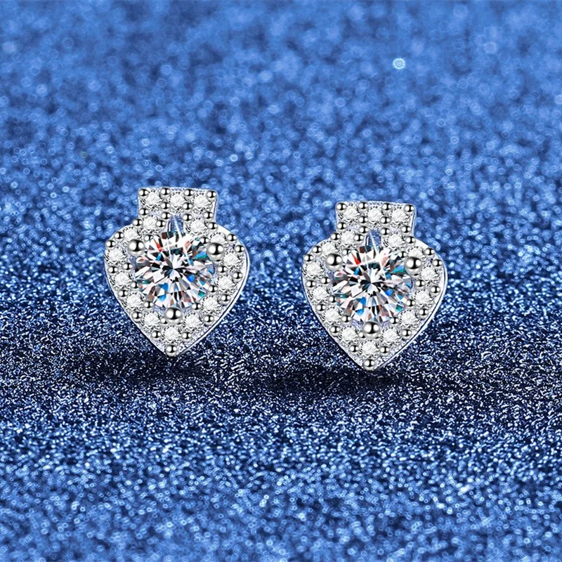 

E313 Lefei Fashion Classic Luxury Moissanite Trendy Simple Heart Earring For Charms Women 925 Sterling Silver Party Jewelry Gift