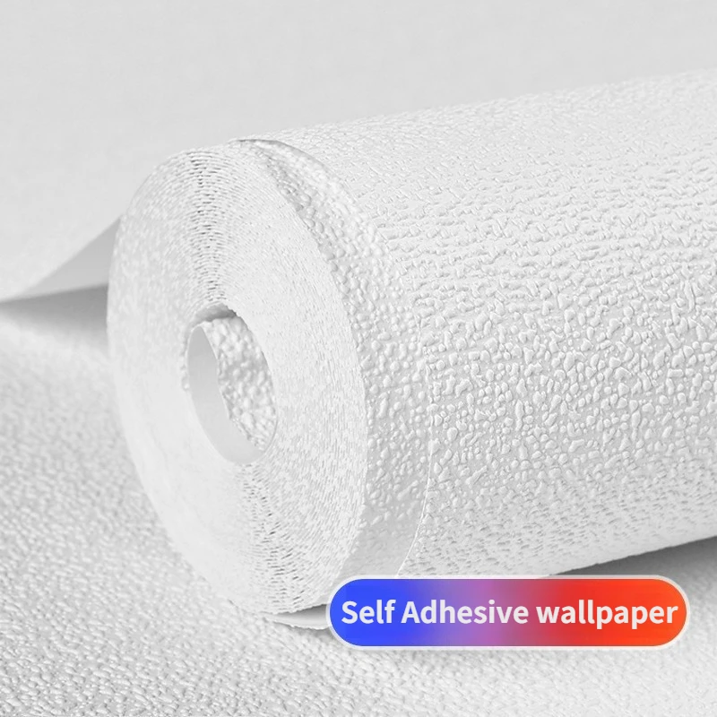 Imitation Diatomaceous Earth Self-adhesive Thick Wallpaper Waterproof White Wall Sticker Paper for Home Bedroom Warm Wallpaper