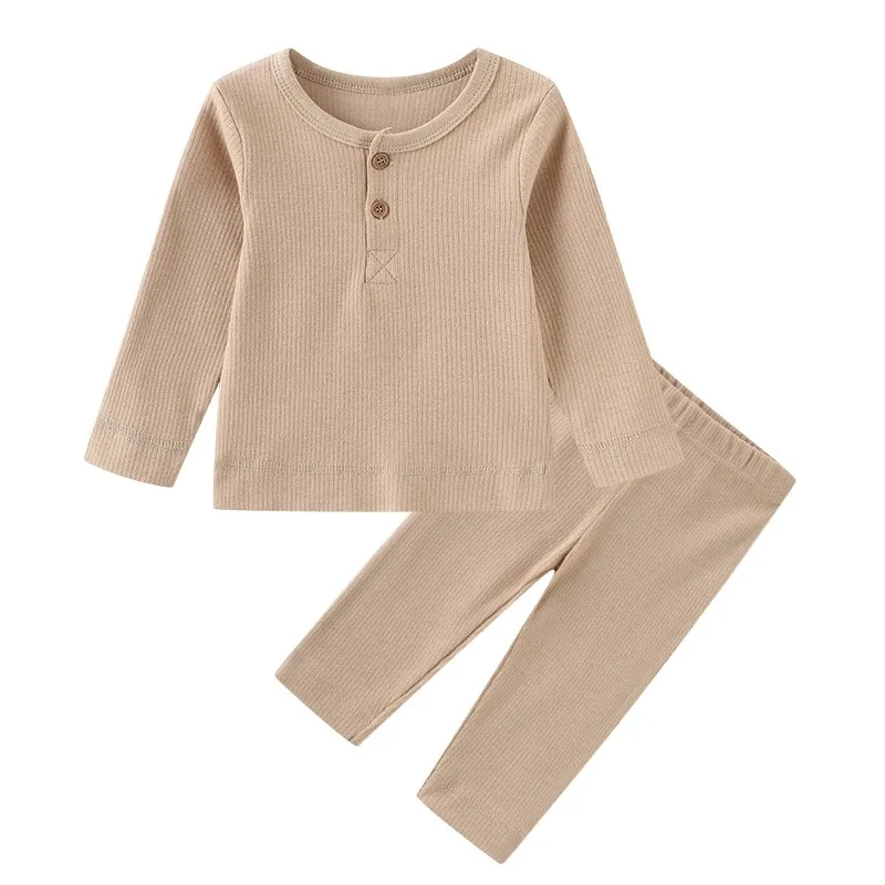 Solid Color 2Pieces Unisex Baby Sets 2023 Cotton Baby Girl Clothes Newborn Tops+Pants Long Sleeve Baby Boy Clothes Spring Autumn