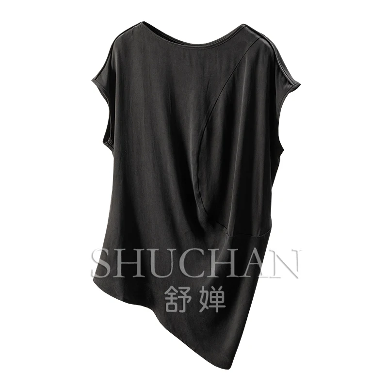 

Elegant and irregular fashion design with copper ammonia silk sand wash bag, rotator sleeve shirt, women's 84A6
