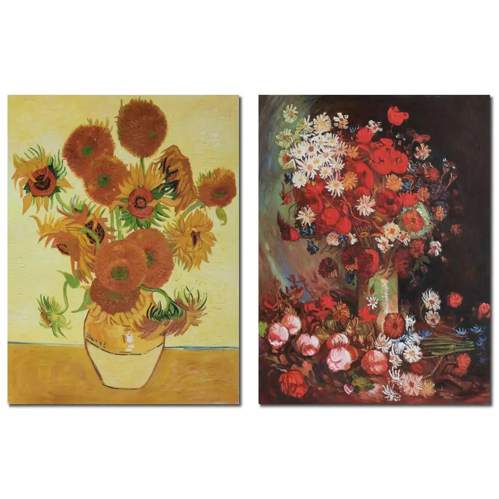 

Hand Painted Oil on Canvas Van Gogh Still Life Vase Irises Art Reproduction Landscape for Dining Room Wall Decor