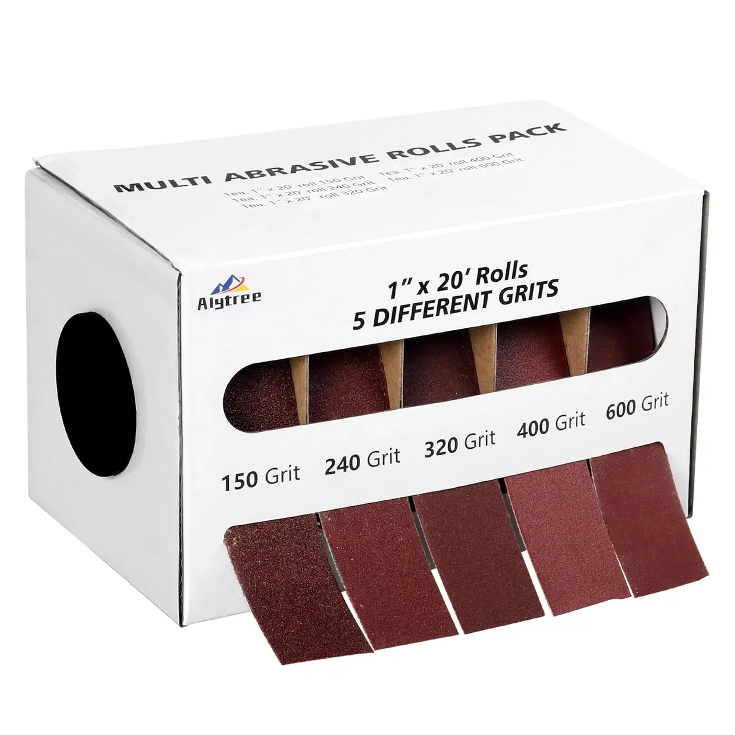 

5 Grits Emery Cloth Roll, 150-600 Grits Abrasive Sandpaper for Metal and Wood Furniture with Dispenser - 6M Red Rolls