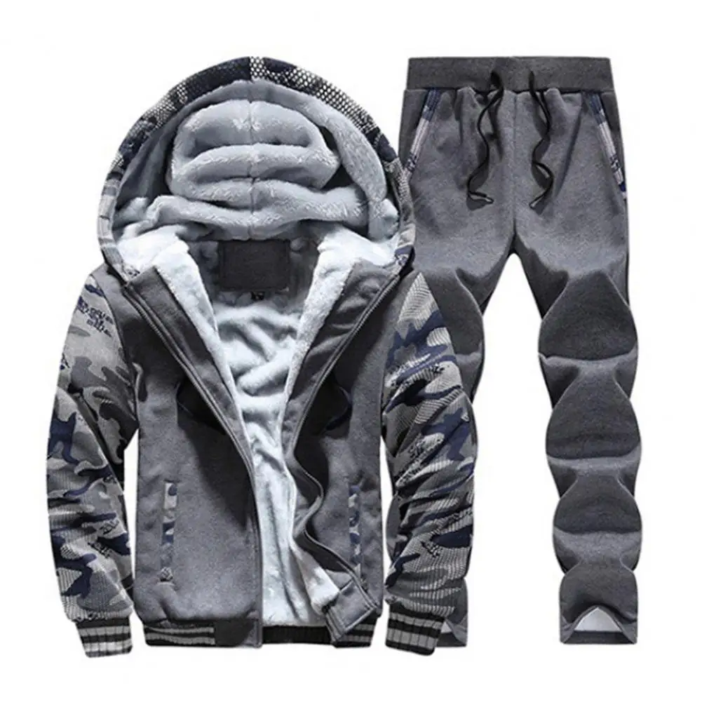 Herbst Winter Männer Trainingsanzüge Sport Hoodie + Hose 2-teiliges Set Camouflage Print Jogginganzüge Kordelzug Sweatshirt Hosen Set