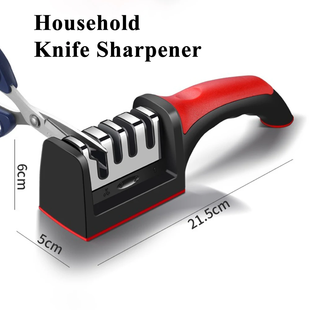 

Knife Sharpener Quick Sharpening 3/4 Stages Multi-Functional Handheld Sharpener Stone Non-slip for Household Kitchen Gadget