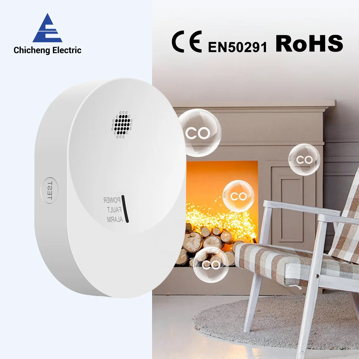 

Carbon Monoxide Detector 10 Years Life CO Detector EN50291 CO Sensor Three Color Indicator Light Low CO Alarm For Home Security