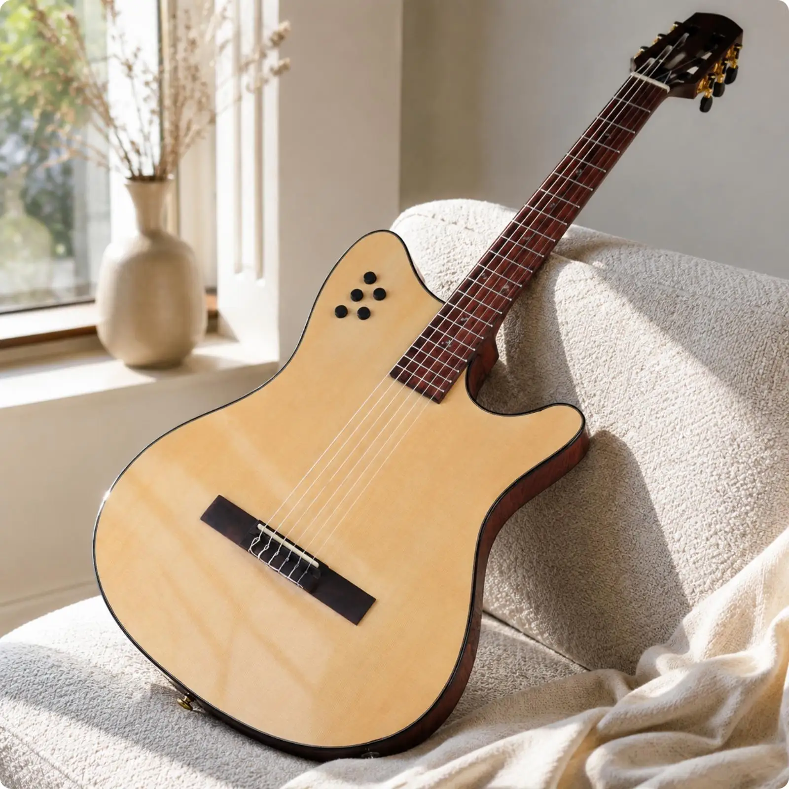 40-Inch Classical Guitar Well Made Acoustic-Electric Classical Guitar Spruce Top for Audio Capture Artists, Music Lessons,