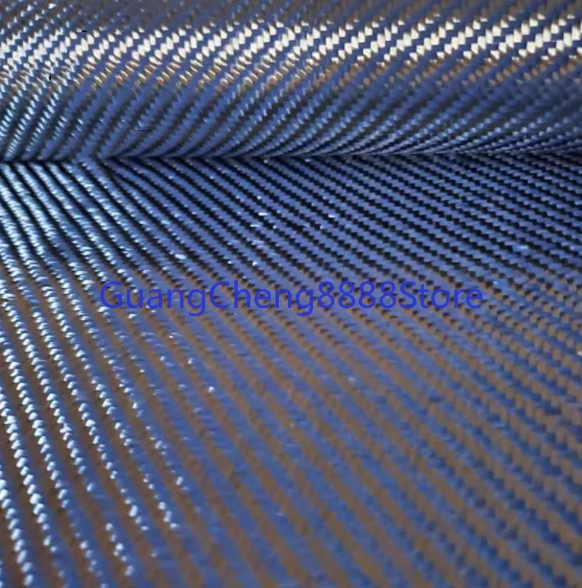 Blue Kevlar & Carbon Fiber Mixed Fabric Twill  Aramid Fiber Hybrid Carbon Kevlar Cloth