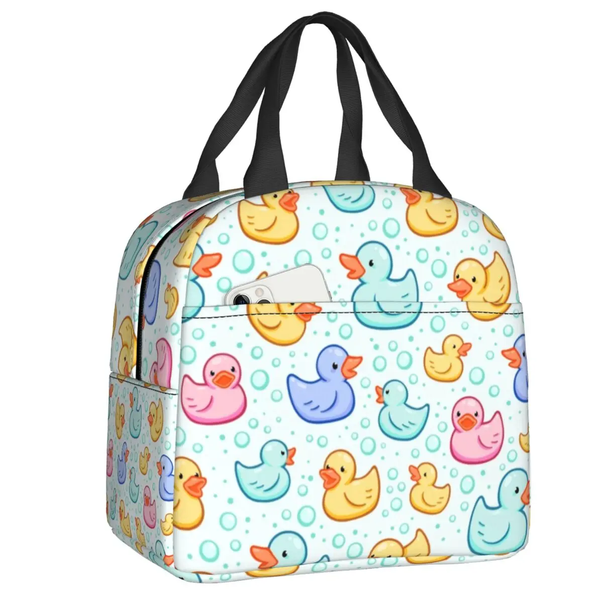 Custom Rubber Duckie Resuable Lunch Box Women Multifunction Cartoon Animal Pets Thermal Cooler Food Insulated Lunch Bag Work