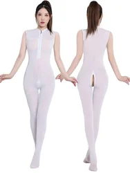 Ärmel Transparent Catsuit Strumpfhosen Bodystocking Zip Büste Öffnen Gabelung Bodysuit Strumpfhosen Verbunden Trikot Sexy Körper Dessous