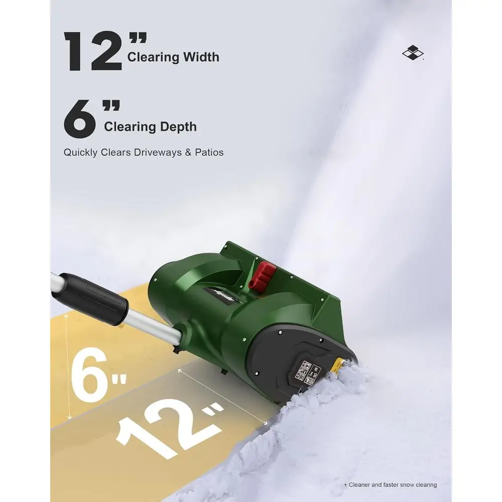 منفاخ ثلج لاسلكي مقاس 12 بوصة بدون فرش مع بطارية 4.0 أمبير، شاحن، مزلق قابل للتعديل، خفيف الوزن، مقاوم للطقس لسهولة Sn #4