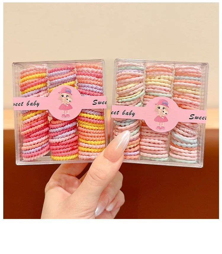 90 teile/satz Koreanischen Stil Candy Farbe Haar Seil für Kinder Hohe Stretch Haar Krawatte Mode Mädchen Scrunchies – Detail 7