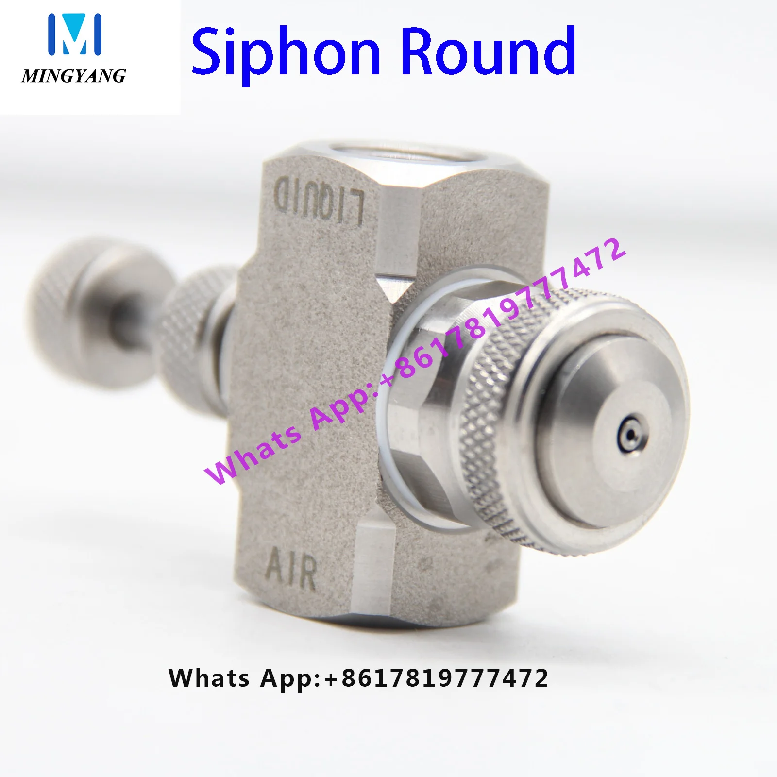 Air Atomizing Nozzle Siphon Stainless Steel Internal Mix Wide Angle Spray Patterns Fine Air Water Spray Atomizing Nozzle