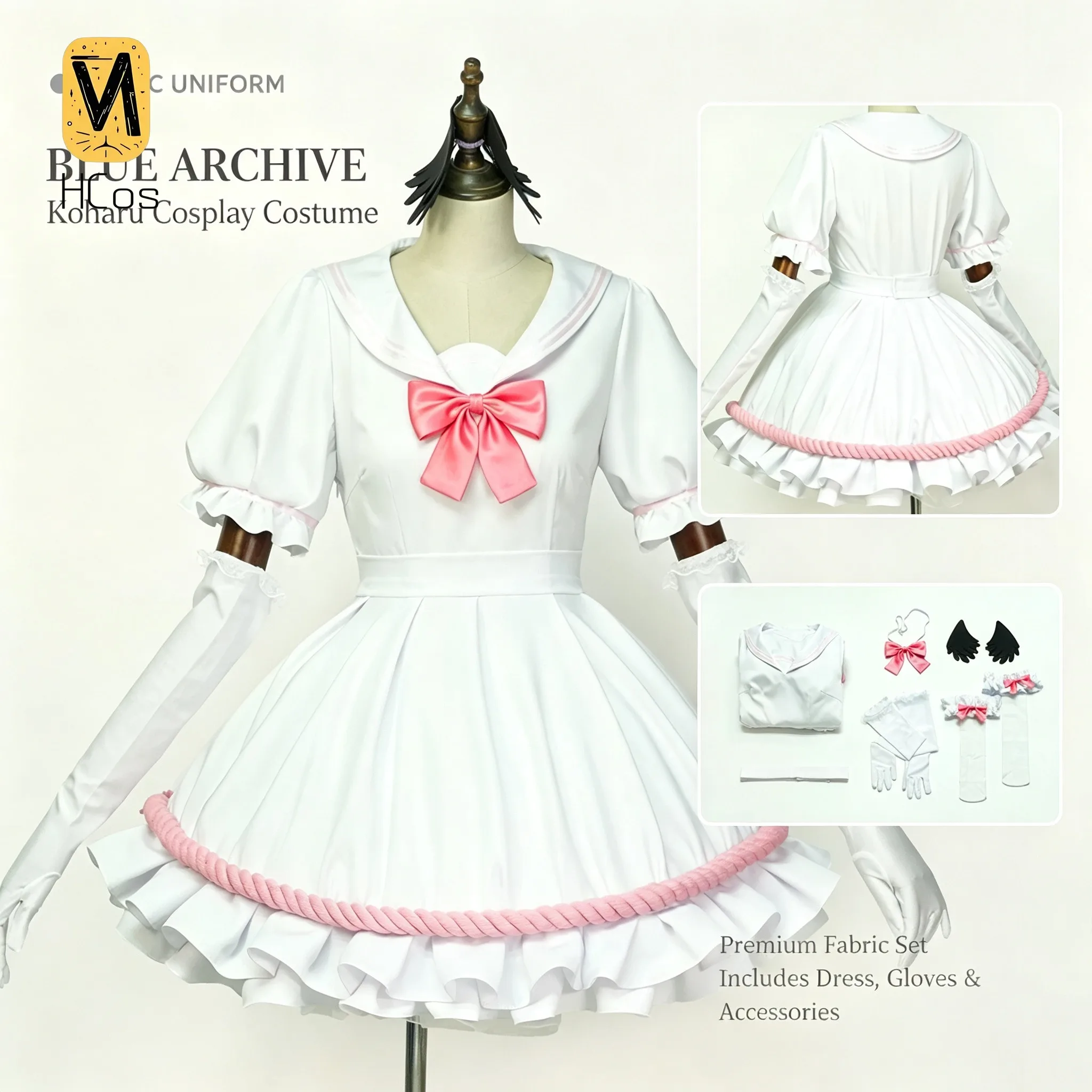Blue Archive Magical Girl Koharu Cosplay Costume Full Set Women Dress Outfit for Comic Con Halloween Carnival Role Play Party