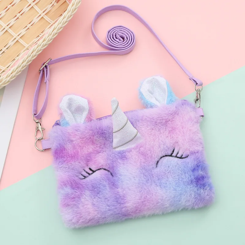 Tas bahu ponsel kartun Unicorn untuk anak-anak dompet koin tas selempang mewah Flurry dompet uang