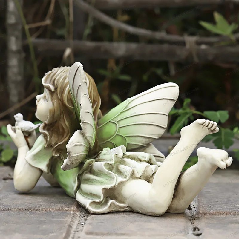 Flower Fairy Resin Figurine, Creative Sculpture Craft, Indoor Outdoor Garden Courtyard Villa Decor, Perfect Gift