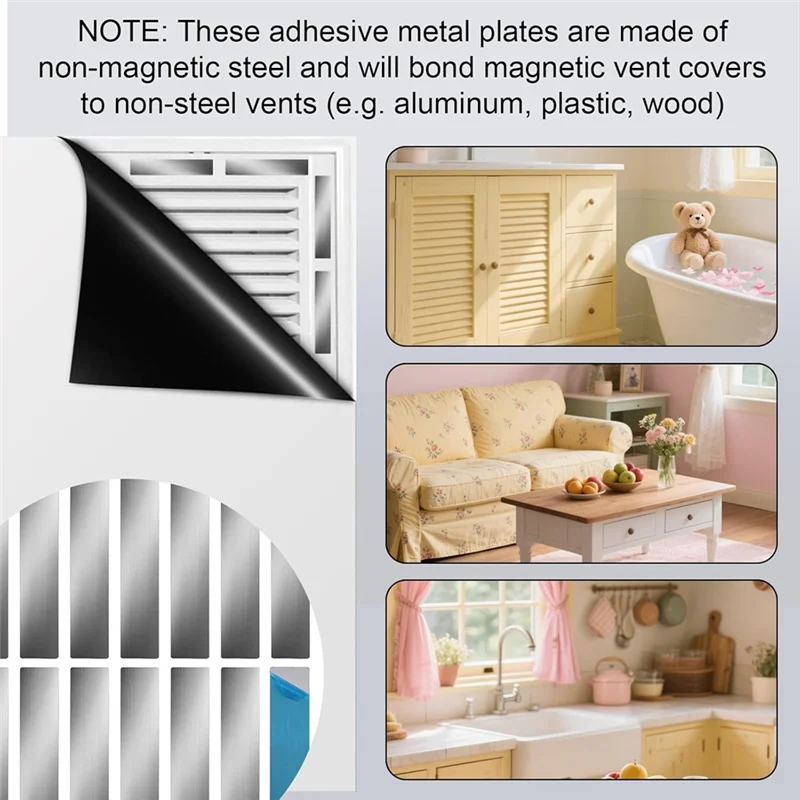 AT05-20Pcs For Magnetic Mount Adhesive Metal Plates With Strong Adhesive Backing Designed For Non-Steel Vents