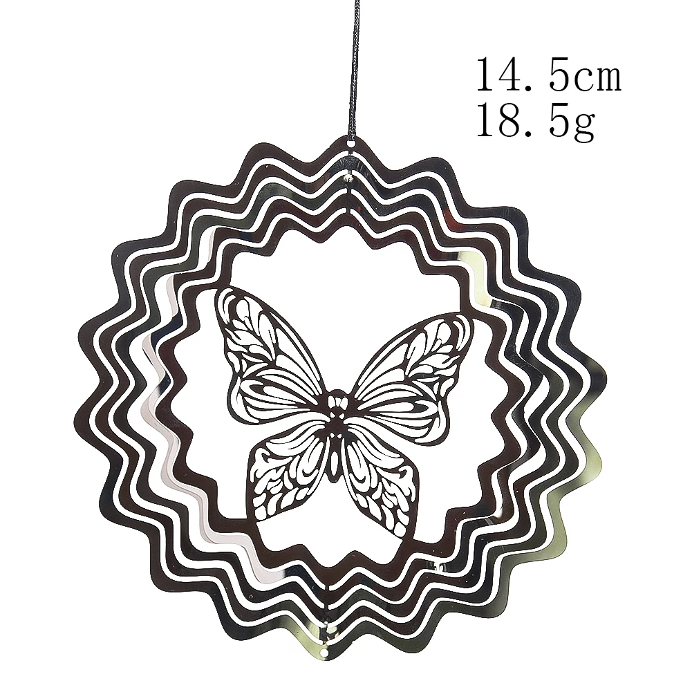 Stainless Steel Butterfly Wind Spinner Metal Rotating Outdoor Reflective Anti Bird Scarer Garden Courtyard Decor Hanging Artwork