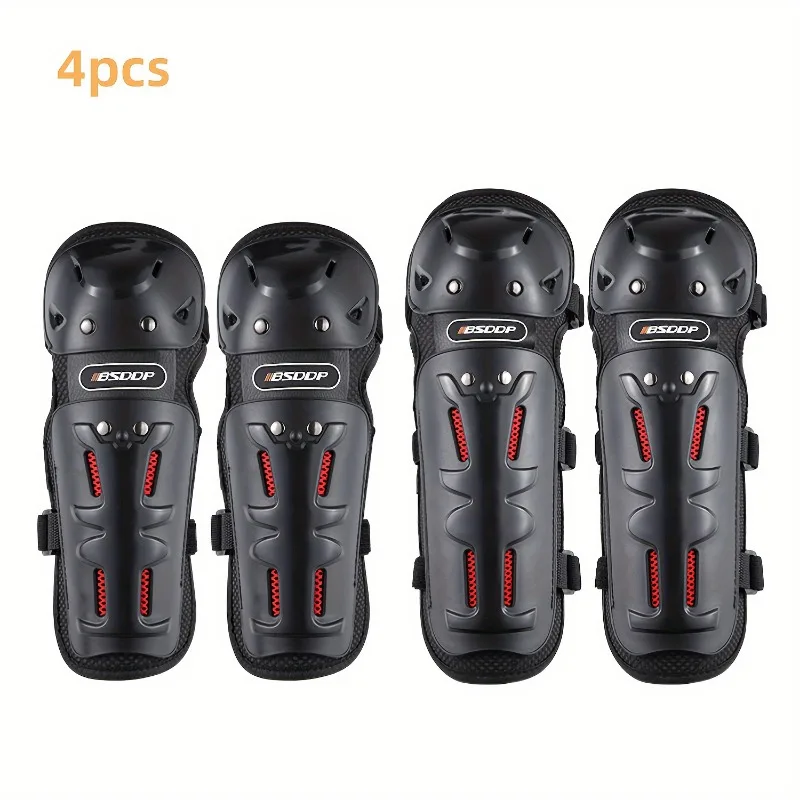 4PCS Cycle Knee Brace and Elbow Guards Bicycle Bike Motorcycle Riding Knee Support Protective Pads Guards Outdoor Sports