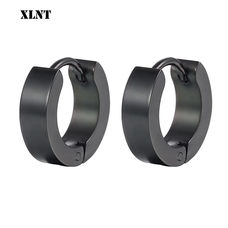 XLNT Cute Hoop Earrings for Men Punk Stainless Steel Huggie Small Earrings 4 Color