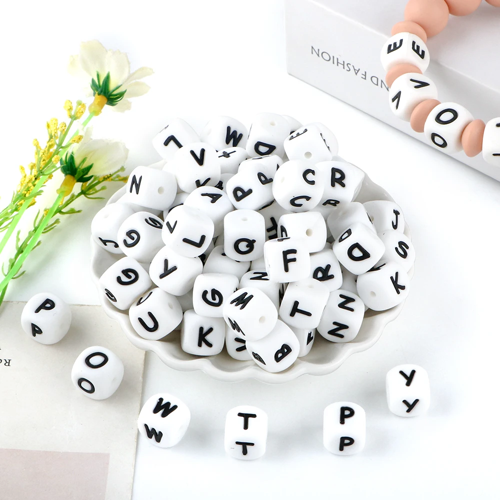 10-100pcs 12MM Silicone Letters Beads To Make Bracelets English Alphabet Beads DIY Personalized Name Chain Jewelry Accessories