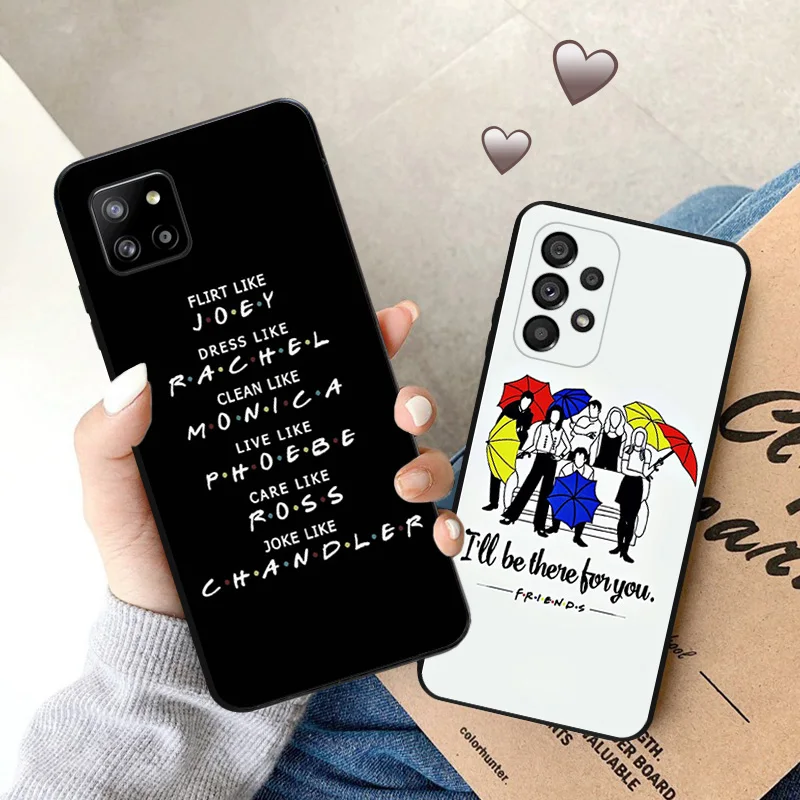 Friends Series Silicone Black Phone Cases for Samsung Galaxy A54 5G A04 A03 A34 A01 A02 A50 A70 A40 A30 A20 S A10 E Cover