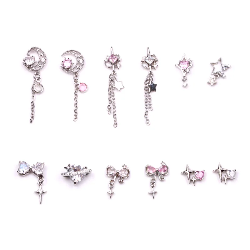 Tszs ศิลปะหมุดตอกหมุดรูปดาวพระจันทร์3ชิ้น/ล็อตรูปลอกทางจิตหลายแบบทำมือเคล็ดลับการทำเล็บมือ3D ตกแต่งเล็บเล็บที่สมบูรณ์แบบ